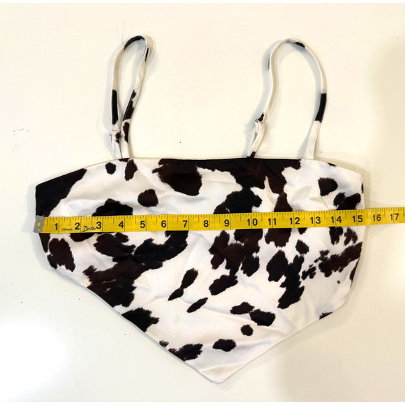 Forever 21 Cow Print Crop Top Small Spaghetti Strap Smocked Y2K Festival Outfit - Picture 4 of 4